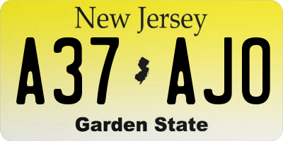 NJ license plate A37AJO