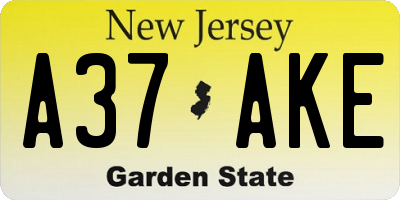 NJ license plate A37AKE
