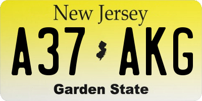 NJ license plate A37AKG