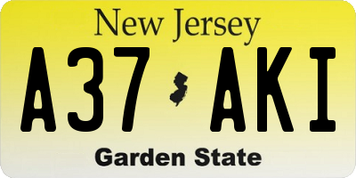 NJ license plate A37AKI