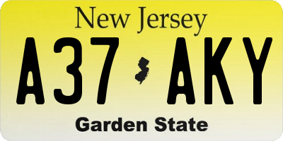 NJ license plate A37AKY
