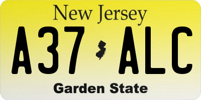 NJ license plate A37ALC