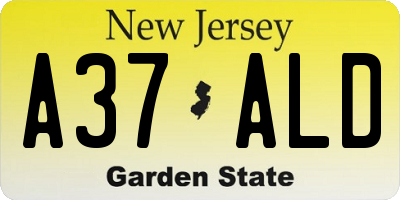 NJ license plate A37ALD