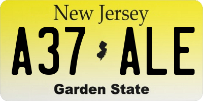 NJ license plate A37ALE
