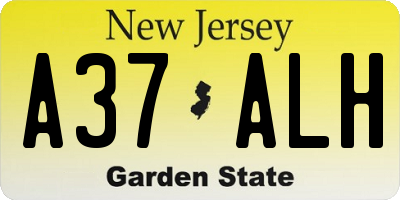 NJ license plate A37ALH