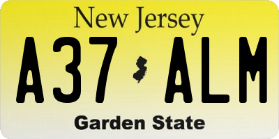 NJ license plate A37ALM