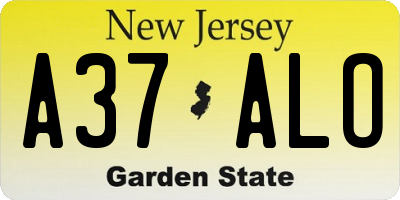 NJ license plate A37ALO