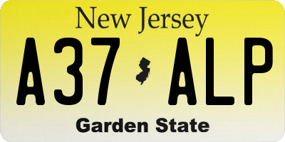 NJ license plate A37ALP