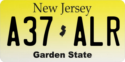 NJ license plate A37ALR