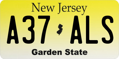 NJ license plate A37ALS