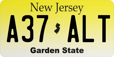 NJ license plate A37ALT