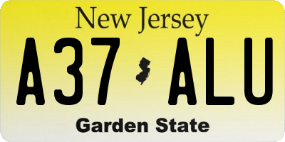 NJ license plate A37ALU