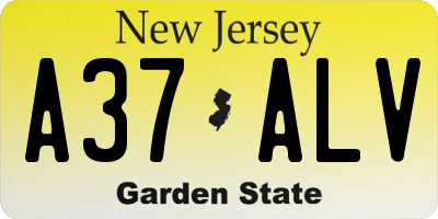 NJ license plate A37ALV