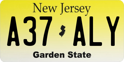 NJ license plate A37ALY