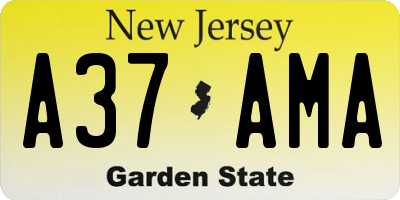 NJ license plate A37AMA