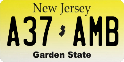 NJ license plate A37AMB