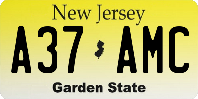 NJ license plate A37AMC