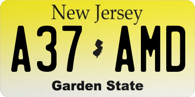 NJ license plate A37AMD
