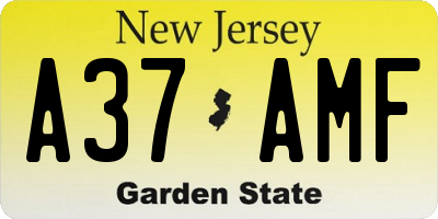 NJ license plate A37AMF
