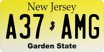 NJ license plate A37AMG