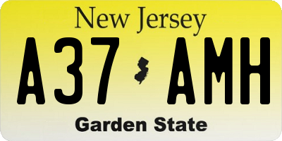 NJ license plate A37AMH