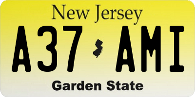 NJ license plate A37AMI