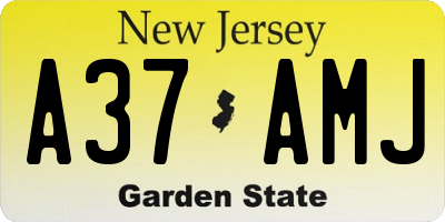 NJ license plate A37AMJ