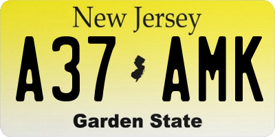 NJ license plate A37AMK