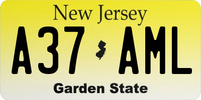 NJ license plate A37AML