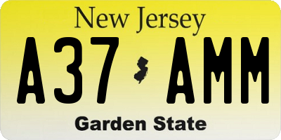 NJ license plate A37AMM