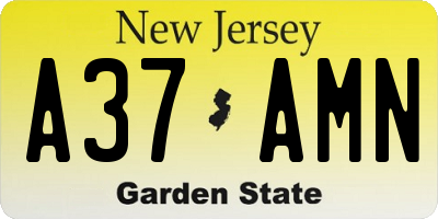 NJ license plate A37AMN