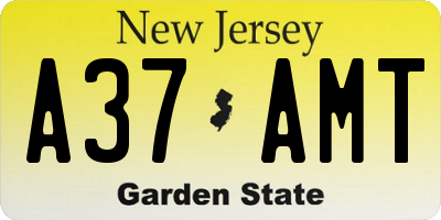 NJ license plate A37AMT