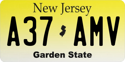 NJ license plate A37AMV