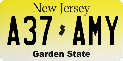 NJ license plate A37AMY