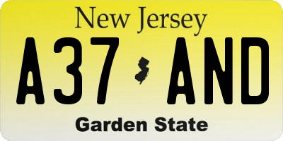 NJ license plate A37AND