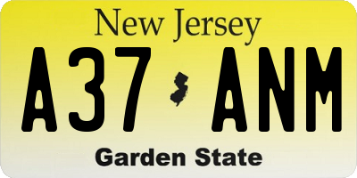 NJ license plate A37ANM