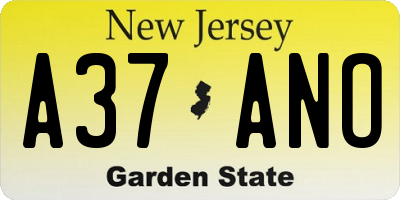 NJ license plate A37ANO