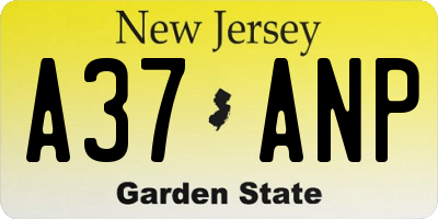 NJ license plate A37ANP