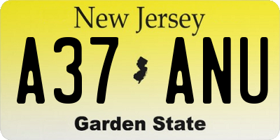 NJ license plate A37ANU