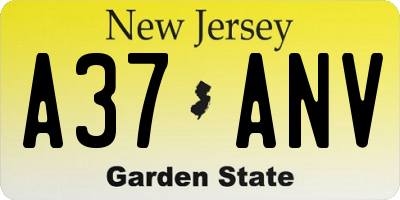 NJ license plate A37ANV