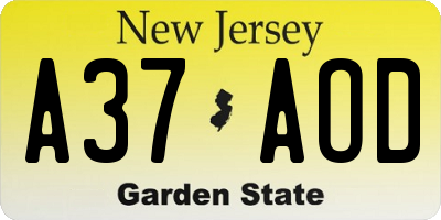 NJ license plate A37AOD