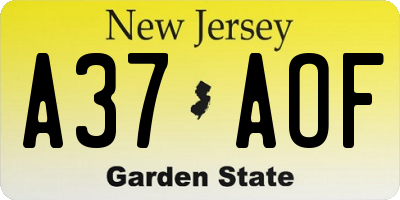 NJ license plate A37AOF