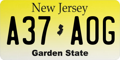 NJ license plate A37AOG