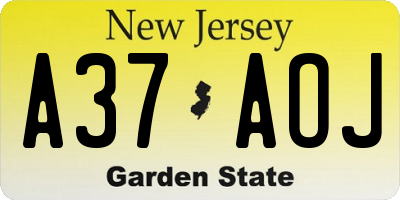 NJ license plate A37AOJ
