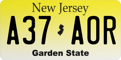 NJ license plate A37AOR