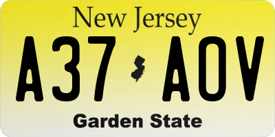NJ license plate A37AOV