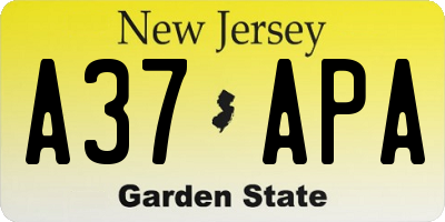 NJ license plate A37APA
