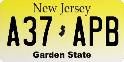 NJ license plate A37APB