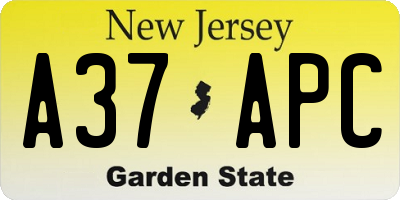NJ license plate A37APC