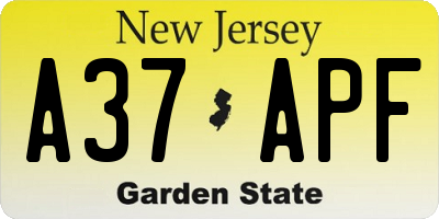 NJ license plate A37APF